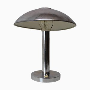 Art Deco Chrome Plated Mushroom Table Lamp, Czechoslovakia, 1930s