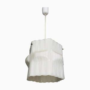Structured White Pendant Lamp, Germany, 1970s