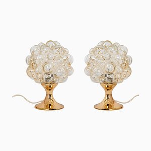 Petite Lampe de Bureau en Verre Bullé Ambré de Limburg, Allemagne, 1970s