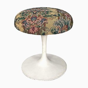 Taburete estadounidense moderno redondo de tela floral atribuido a Eero Saarinen para Knoll, años 70
