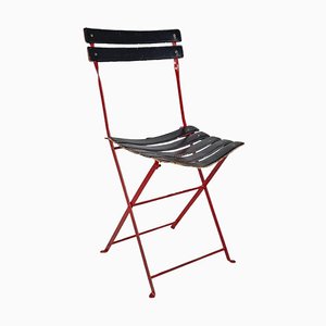 Modern Italian Red Black Celestina Folding Chair by Marco Zanuso for Zanotta, 1970s