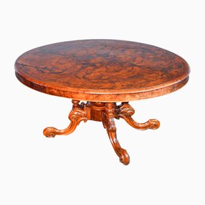 Tavolo vittoriano in legno e radica, inizio XIX secolo