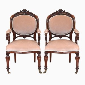 Viktorianische Sessel mit Ballonrücken, 1880, 2er Set