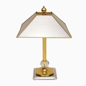 Lámpara de mesa grande de latón y acero, años 70