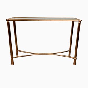 Vintage Italian Console in Brass Metal and Edged Glass Top, 1980s
