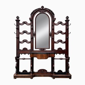 Large 19th Century Mahogany Hall Stand with Mirror, 1860