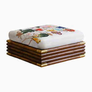 Grand Pouf en Rotin Foncé