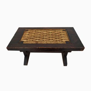 Brutalist Rope Wood Coffee Table, 1950s