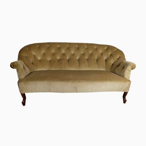 Banco Napoleon III tapizado en verde oliva