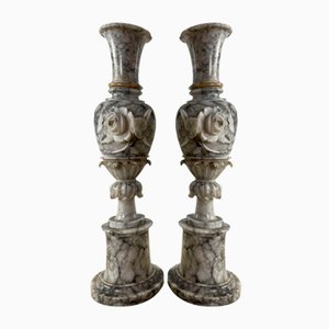 Large Mid-Century Italian Alabaster Vases, 1930s, Set of 2