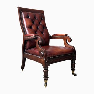 19th Century William Iv Period Mahogany & Leather Library Armchair, 1835