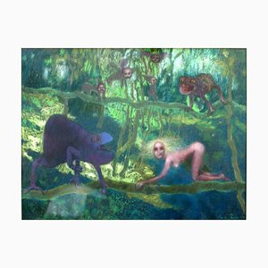 Ewa Pello, En el bosque, Pastel sobre papel