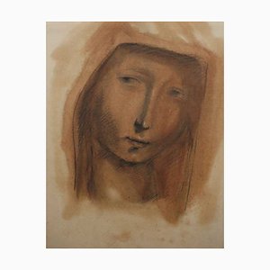 Przezdziecka, Ohne Titel (Das Gesicht), Zeichnung mit Aquarell