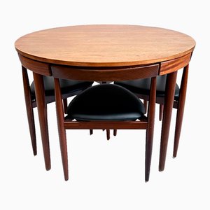 Mid-Century Roundette Teak Dining Table & Chair Set by Hans Olsen for Frem Røjle, 1960s, Set of 5