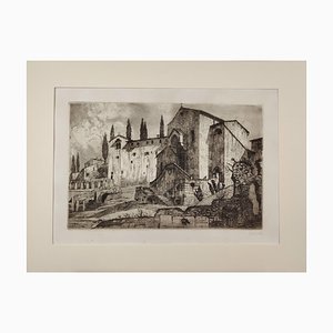 Ettore Fagiuoli, Church of Santa Libera in Verona, 1923, Etching