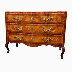 Antique Emilian Chest of Drawers in Walnut and Olive Wood, 1750