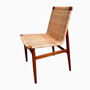 Chaise Vintage en Teck et Rotin par Jørgen Høj pour Thorald Madsen, 1950s