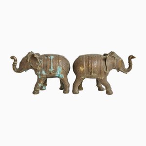 Serre-Livres Éléphant Antique en Bronze