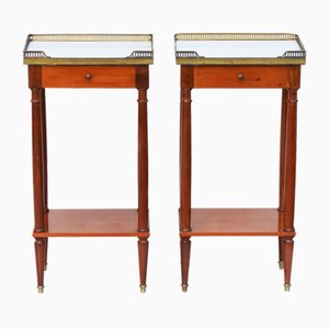 Comodini in ottone con ripiano in marmo, Francia, 1960, set di 2