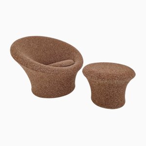 Butaca Mushroom y otomana de Pierre Paulin para Artifort, años 60. Juego de 2
