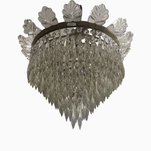Italian Art Deco Crystal Plafonnier Chandelier with 100 Prisms, 1920s