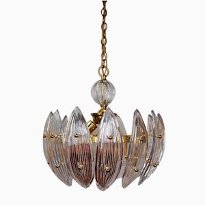 Crystal & Glass Palmette Chandelier from Palwa, 1960s