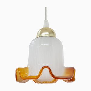 Lampada a sospensione vintage in vetro di Murano bianco, anni '80