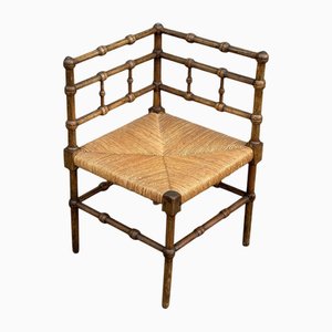 20th Century French Oak Bobbin Corner Chair, 1920