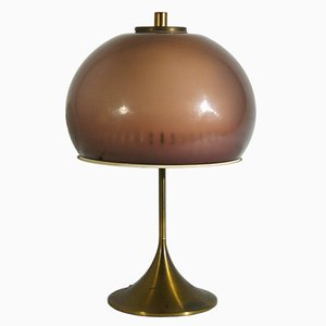 Italian Acrylic Glass & Brass Table Lamp from Lamter, 1950s