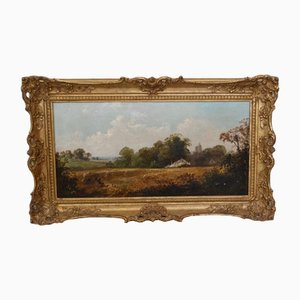 After Constable, Suffolk Pastoral Landscape, Oil Painting, 1870, Framed