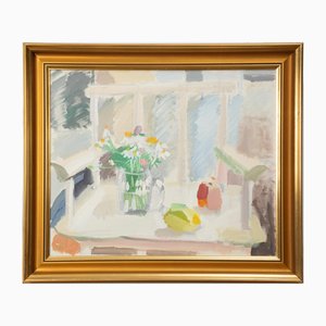 Still Life with White Chair, 1950s, Oil on Canvas, Framed