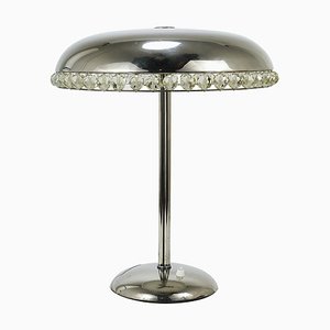 Lámpara de mesa hongo de níquel y cristal de Bakalowits & Söhne, Austria, años 50
