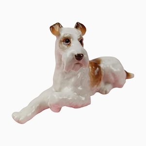 Porzellanfigur in Form eines Wire Fox Terriers von Hutschenreuter, 1950er