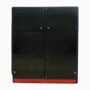 Space Age Office Furniture Display in Lacquered Blue and Burgundy Leather, 1970s