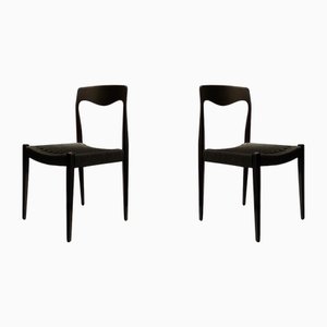 Skandinavischer Stuhl aus schwarzem Seil, 1960er, 2er Set