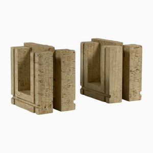 Buchstützen aus Travertin, 1970, 2er Set