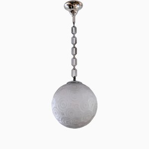 Lampada da soffitto Art Déco in vetro di Sabino, anni '30
