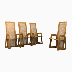 Wiener Stühle aus Holz & Stroh, 1970er, 4 . Set