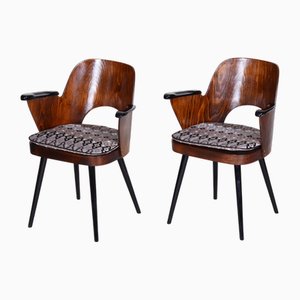 Set of Mid-Century Armchairs in Beech attributed to Oswald Heardtl, 1950s