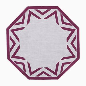 Set de Table en Lin Brodé Aubergine Bali par Los Encajeros