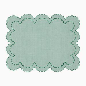 Bilbao Reseda Embroidered Linen Placemat by Los Encajeros