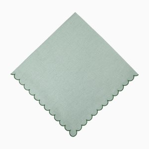 Bilbao Reseda Embroidered Linen Napkin by Los Encajeros