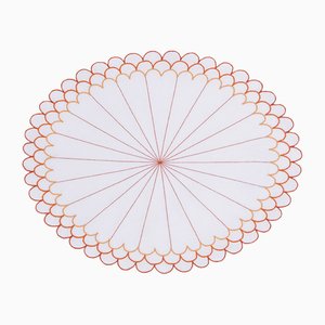 Escamas Orange Embroidered Linen Placemat by Los Encajeros