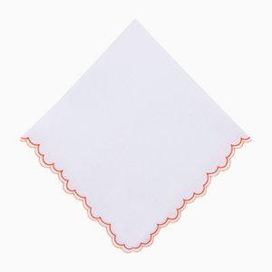 Orange Bestickte Escamas Leinen Serviette von Los Encajeros