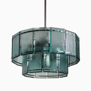 Mid-Century Kronleuchter mit farbigen Gläsern von Candle
