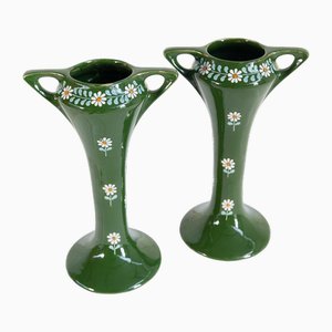 Jugendstil Keramikvasen, 1890er, 2er Set