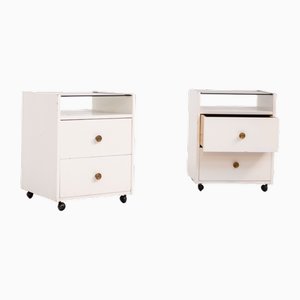 Tables de Chevet Blanches par Carlo De Carli pour Luigi Sormani, 1960, Set de 2