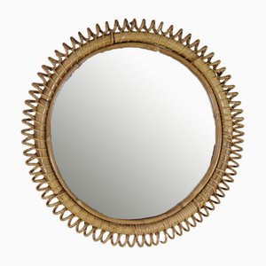 Large Italian Rattan Mirror by Franco Albini, 1960s
