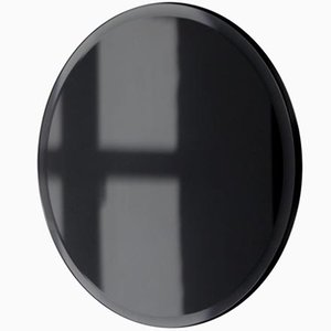 Orbis™ Bevelled Black Round Frameless Mirror with Faux Leather Backing Large by Alguacil & Perkoff Ltd