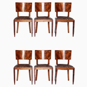 French Art Deco Chairs, 1930s, Set of 6